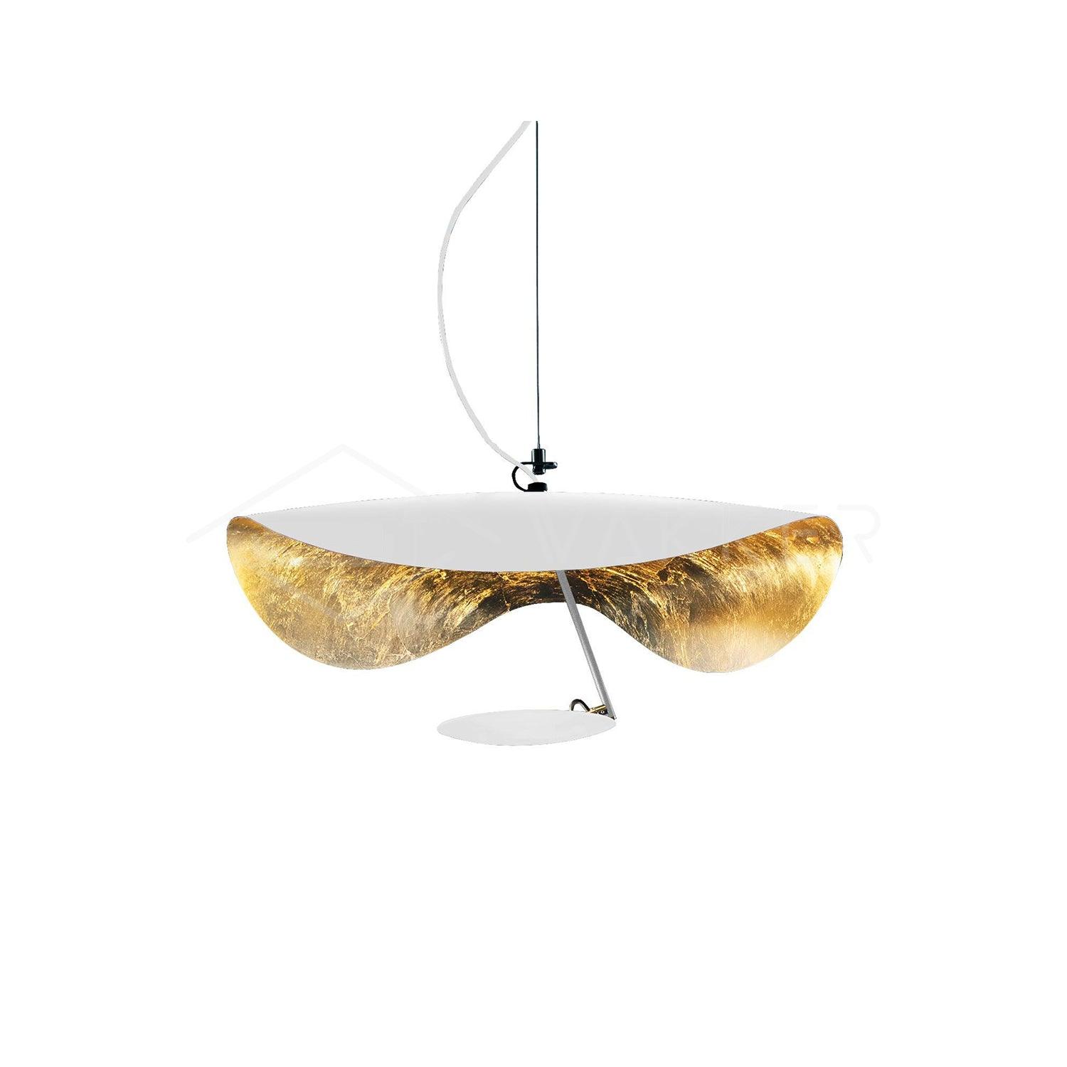 Lustra Pendant Lamp Black Gold Curved Shade-Neutral Decor