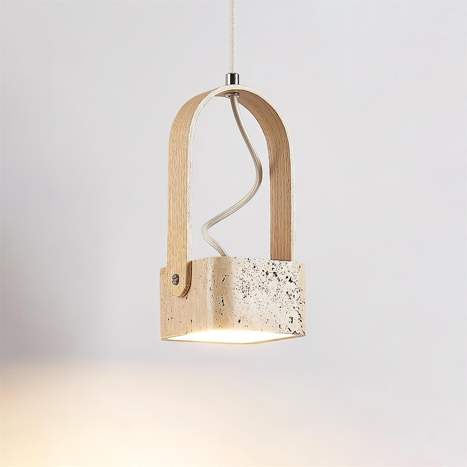 Cesta  Pendant Light  Square Yellow Travertine