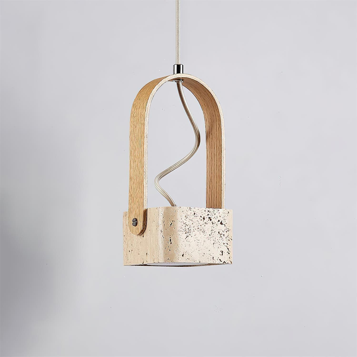 Cesta  Pendant Light  Square Yellow Travertine