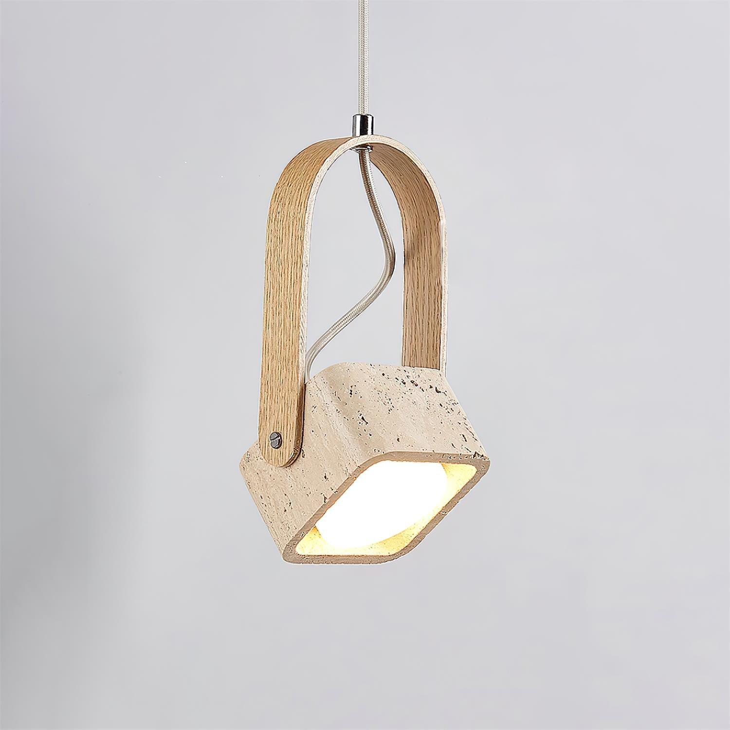 Cesta  Pendant Light  Square Yellow Travertine