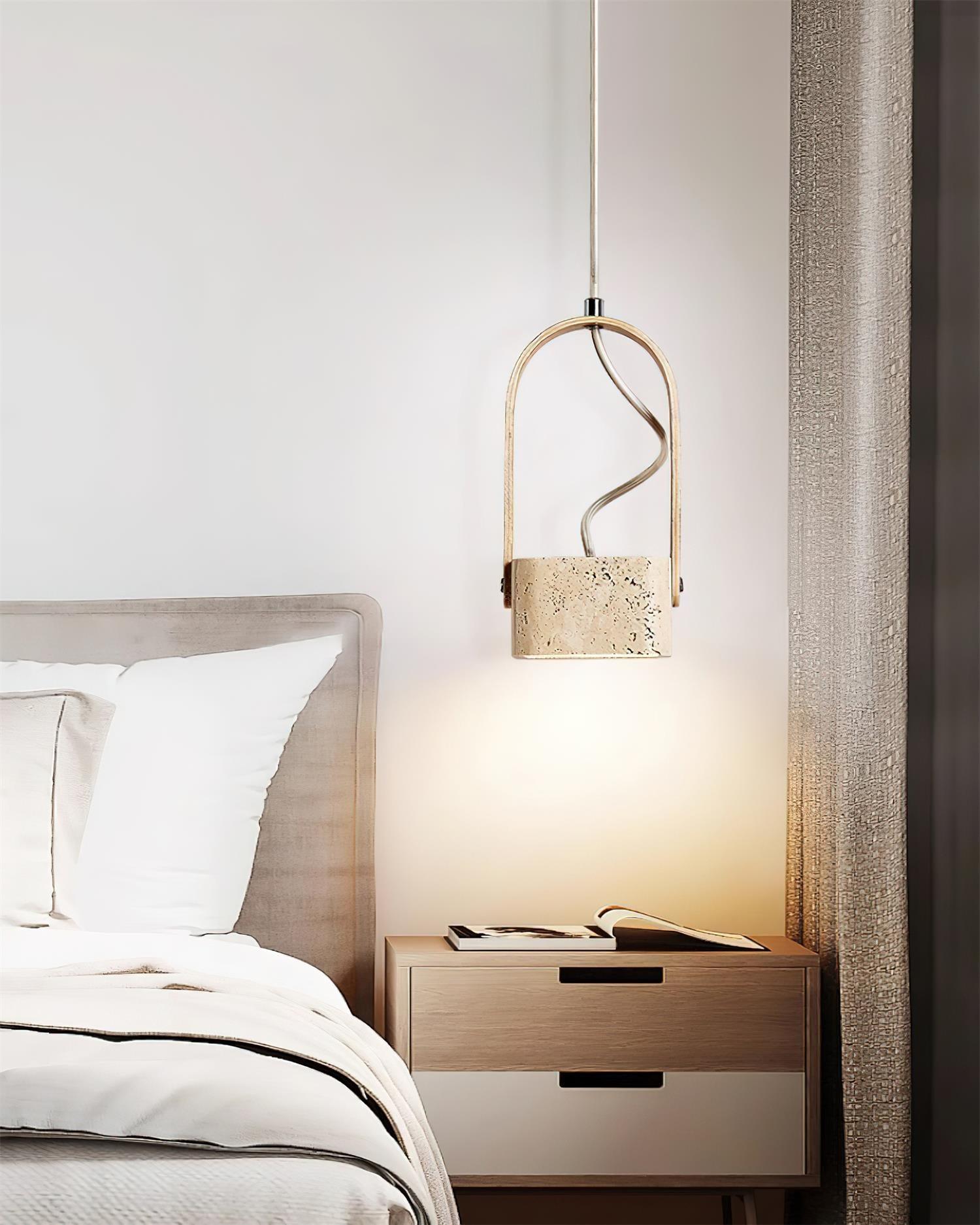Cesta  Pendant Light  Square Yellow Travertine