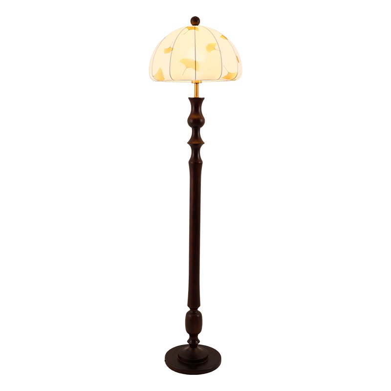Ginkgore Wood Fabric Vintage Floor Lamp-Neutral Decor