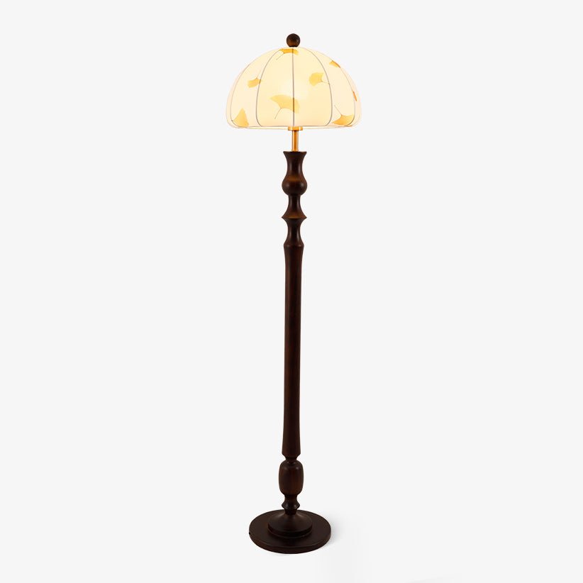 Ginkgore Wood Fabric Vintage Floor Lamp-Neutral Decor