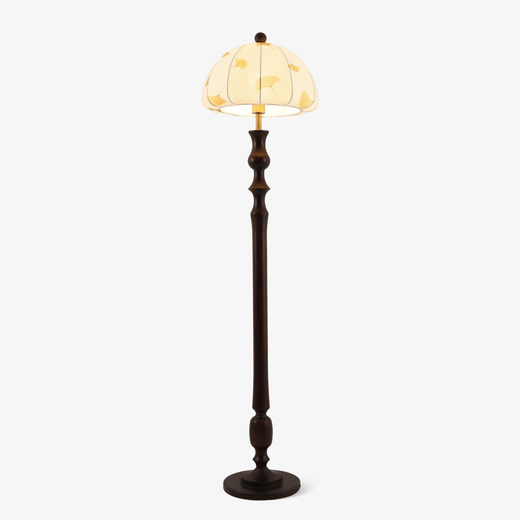 Ginkgore Wood Fabric Vintage Floor Lamp-Neutral Decor