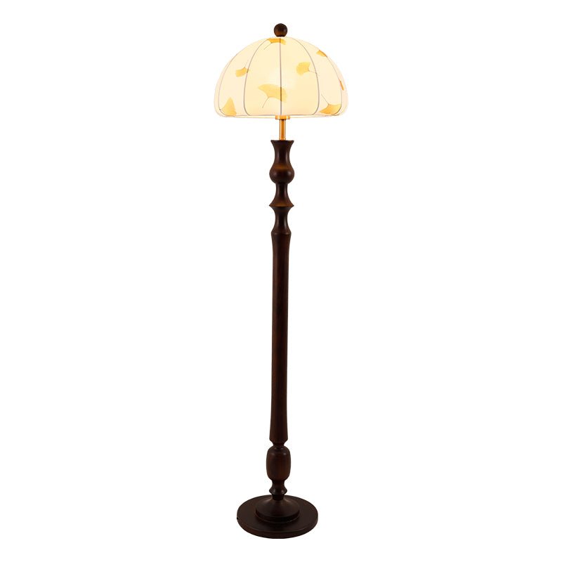 Ginkgore Wood Fabric Vintage Floor Lamp-Neutral Decor
