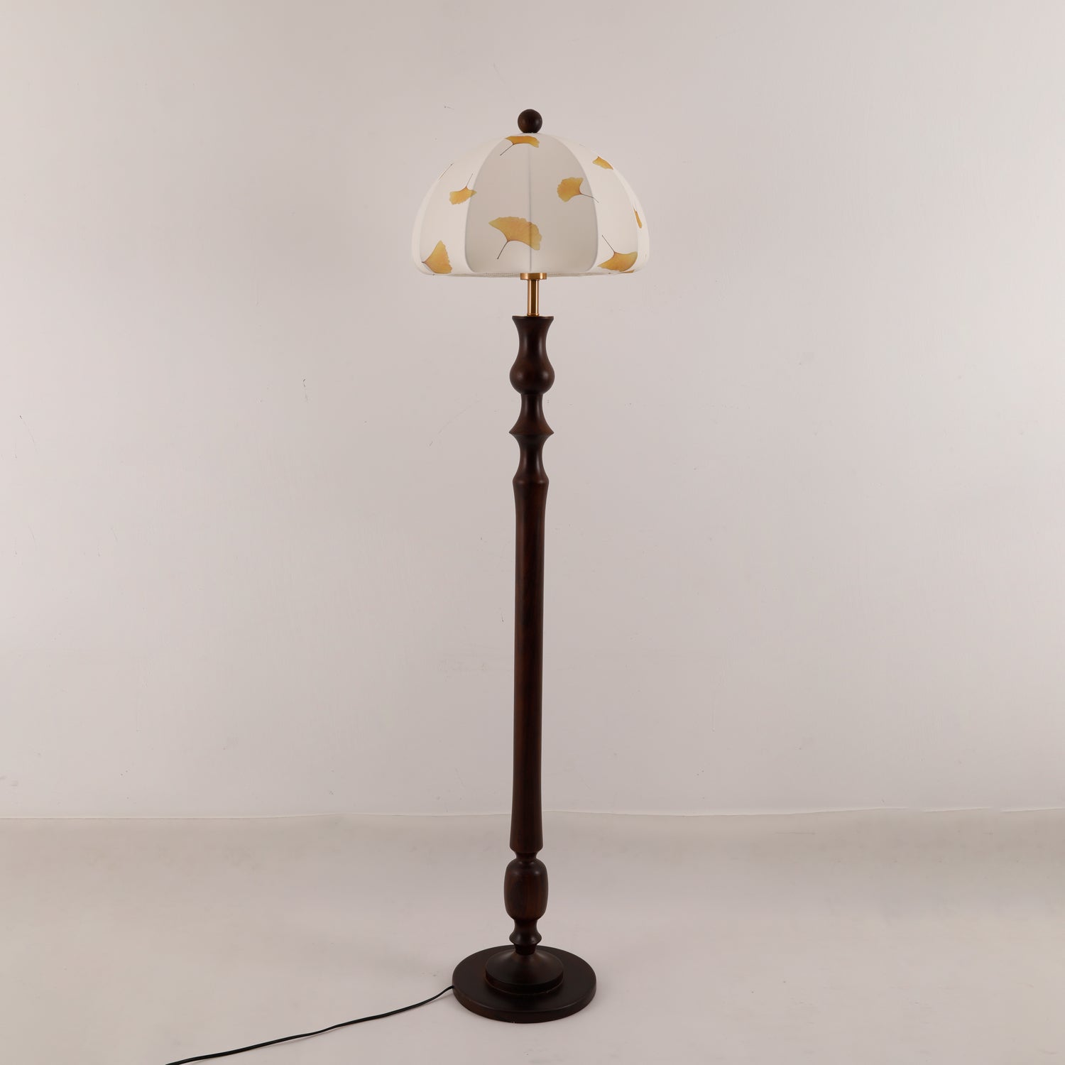 Ginkgore Wood Fabric Vintage Floor Lamp-Neutral Decor