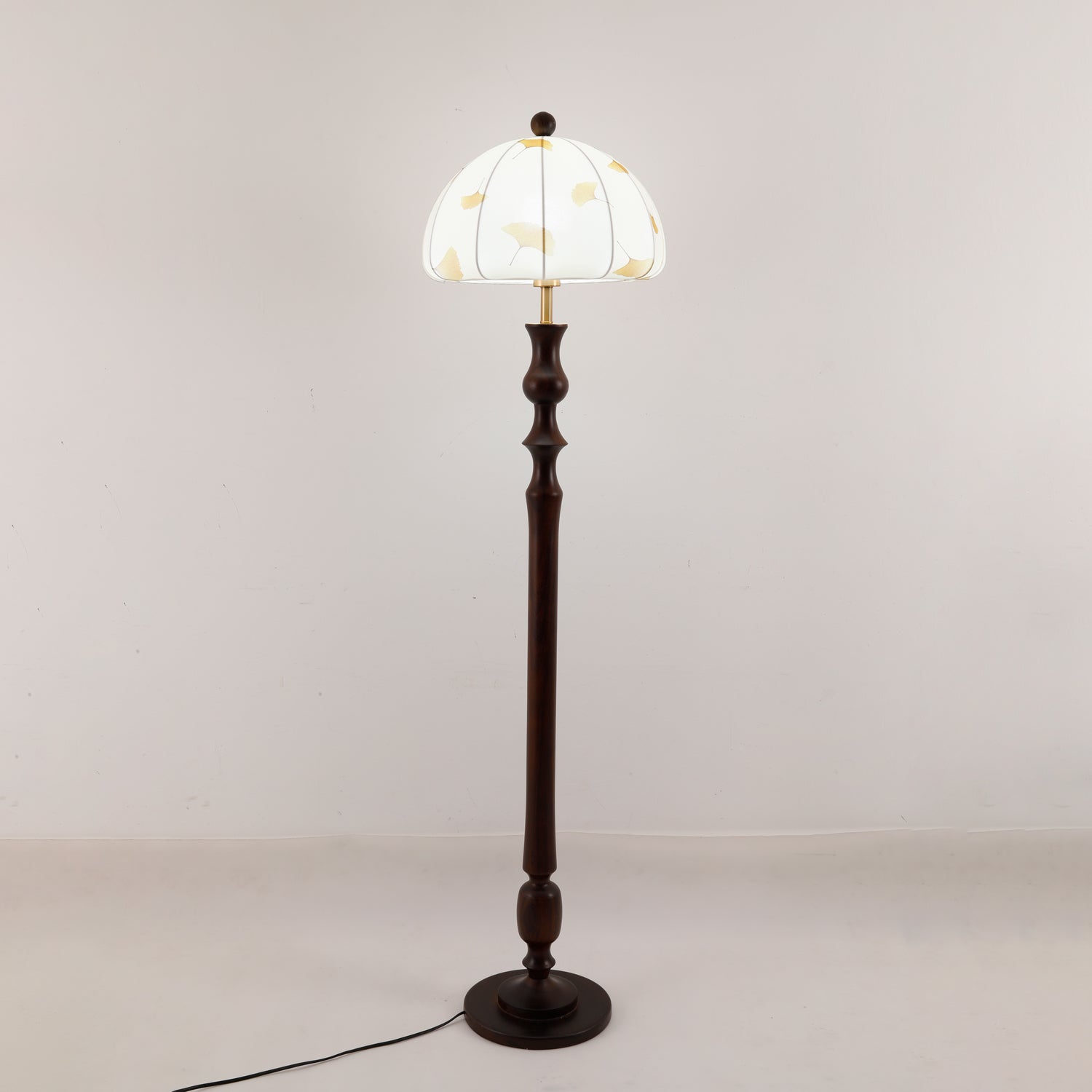 Ginkgore Wood Fabric Vintage Floor Lamp-Neutral Decor