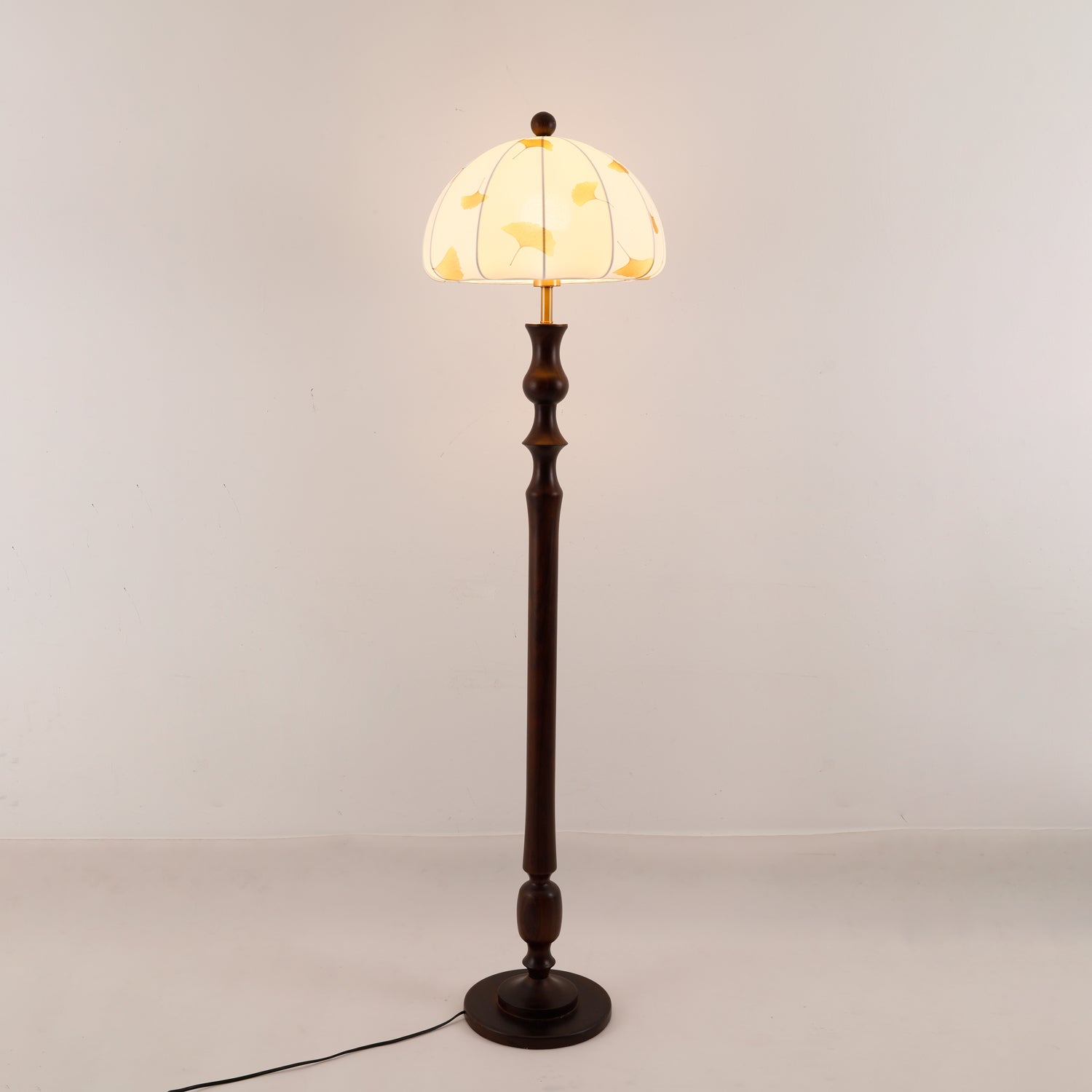Ginkgore Wood Fabric Vintage Floor Lamp-Neutral Decor