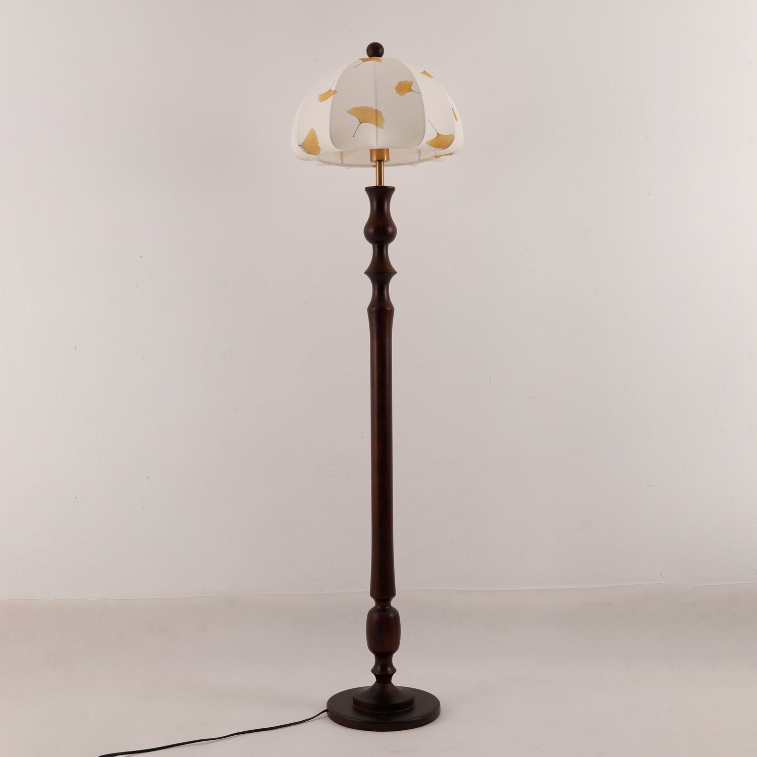 Ginkgore Wood Fabric Vintage Floor Lamp-Neutral Decor