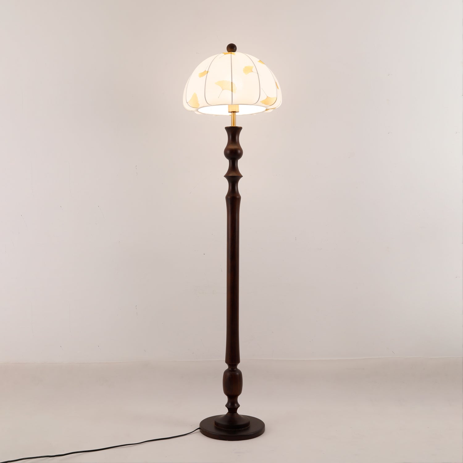 Ginkgore Wood Fabric Vintage Floor Lamp-Neutral Decor