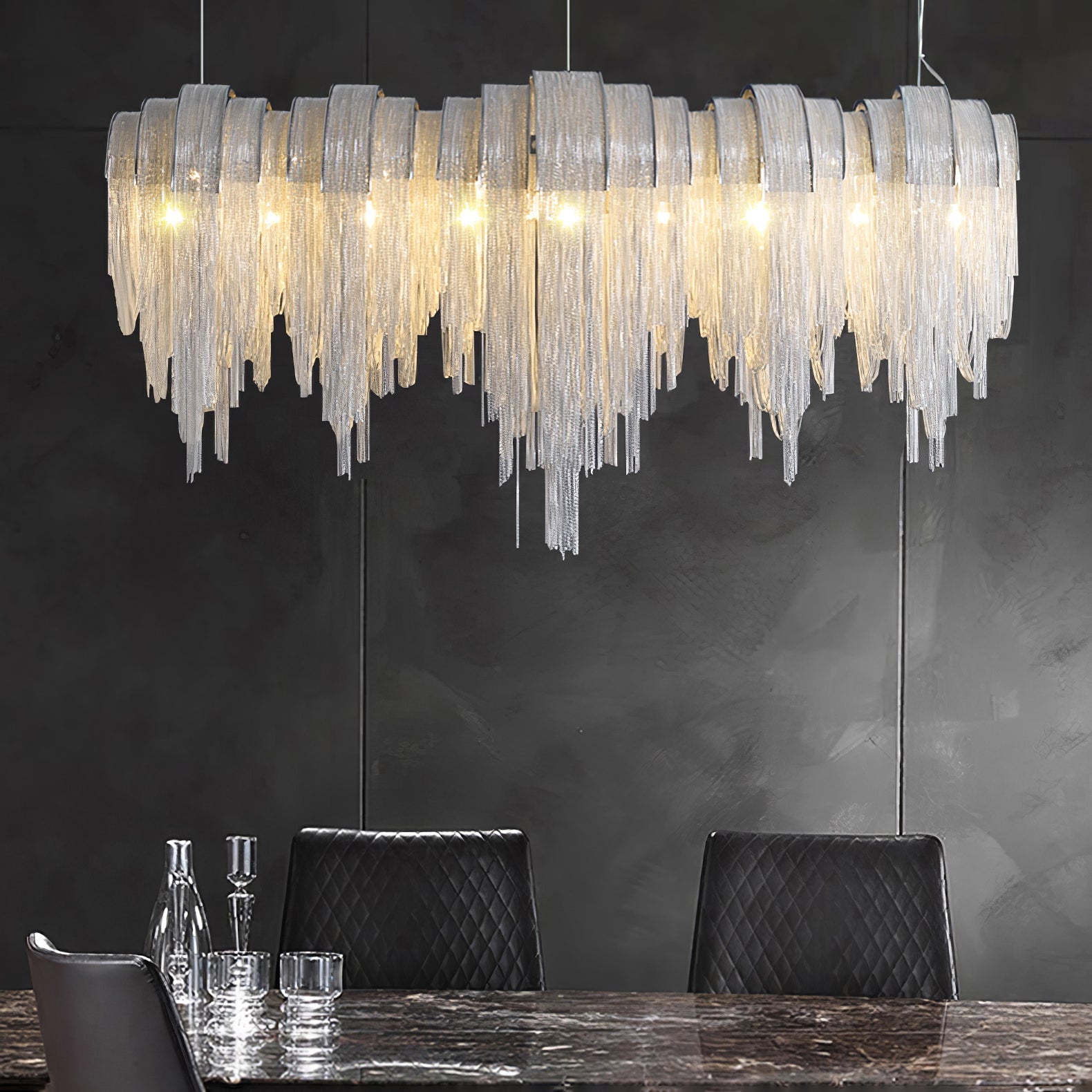 Tarien Chandelier Layered Chain Nickel Luxury-Neutral Decor