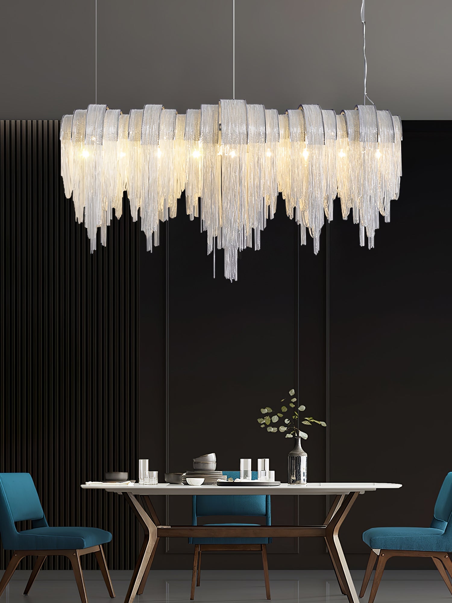 Tarien Chandelier Layered Chain Nickel Luxury-Neutral Decor