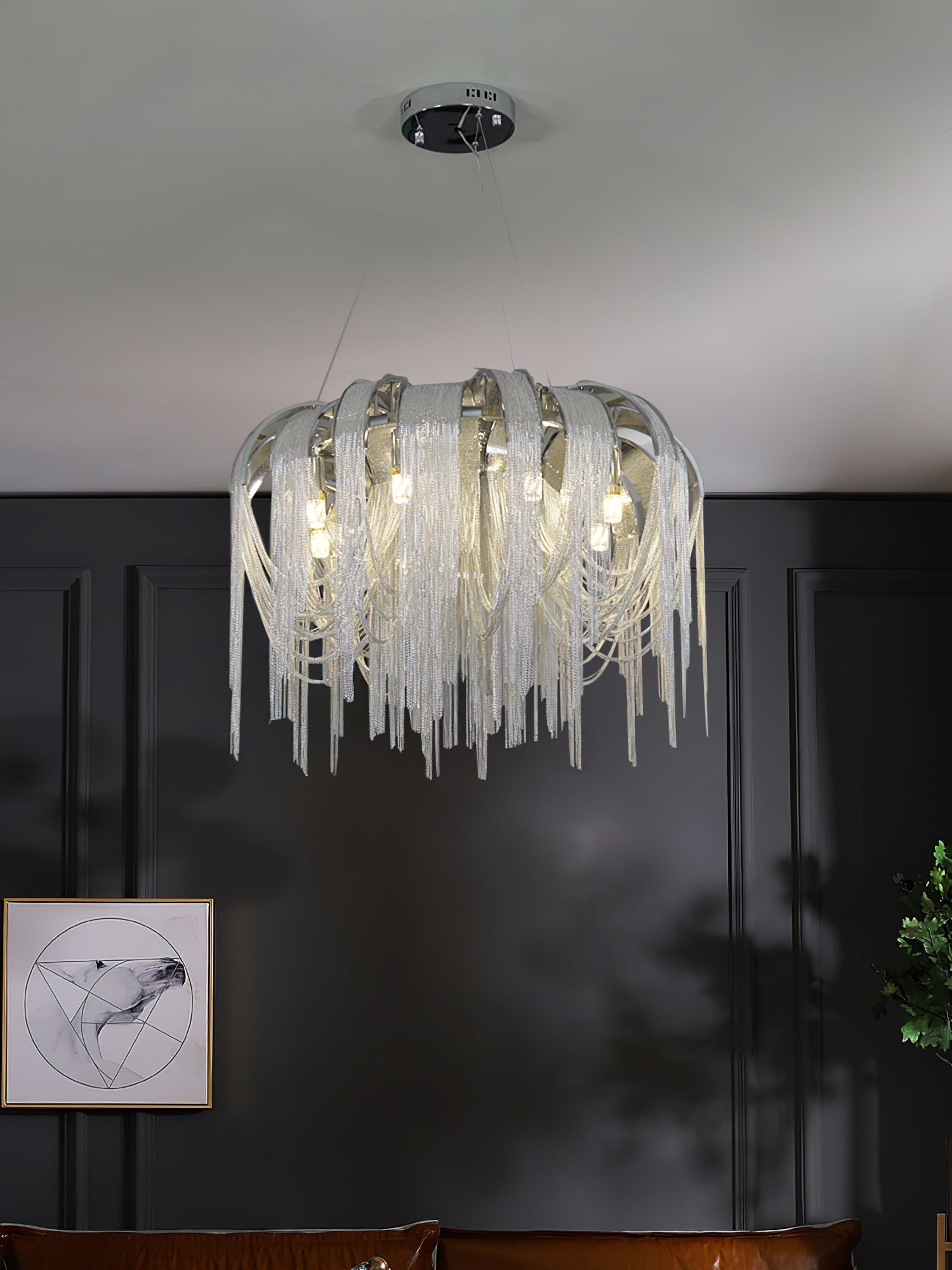 Tarien Chandelier Layered Chain Nickel Luxury-Neutral Decor