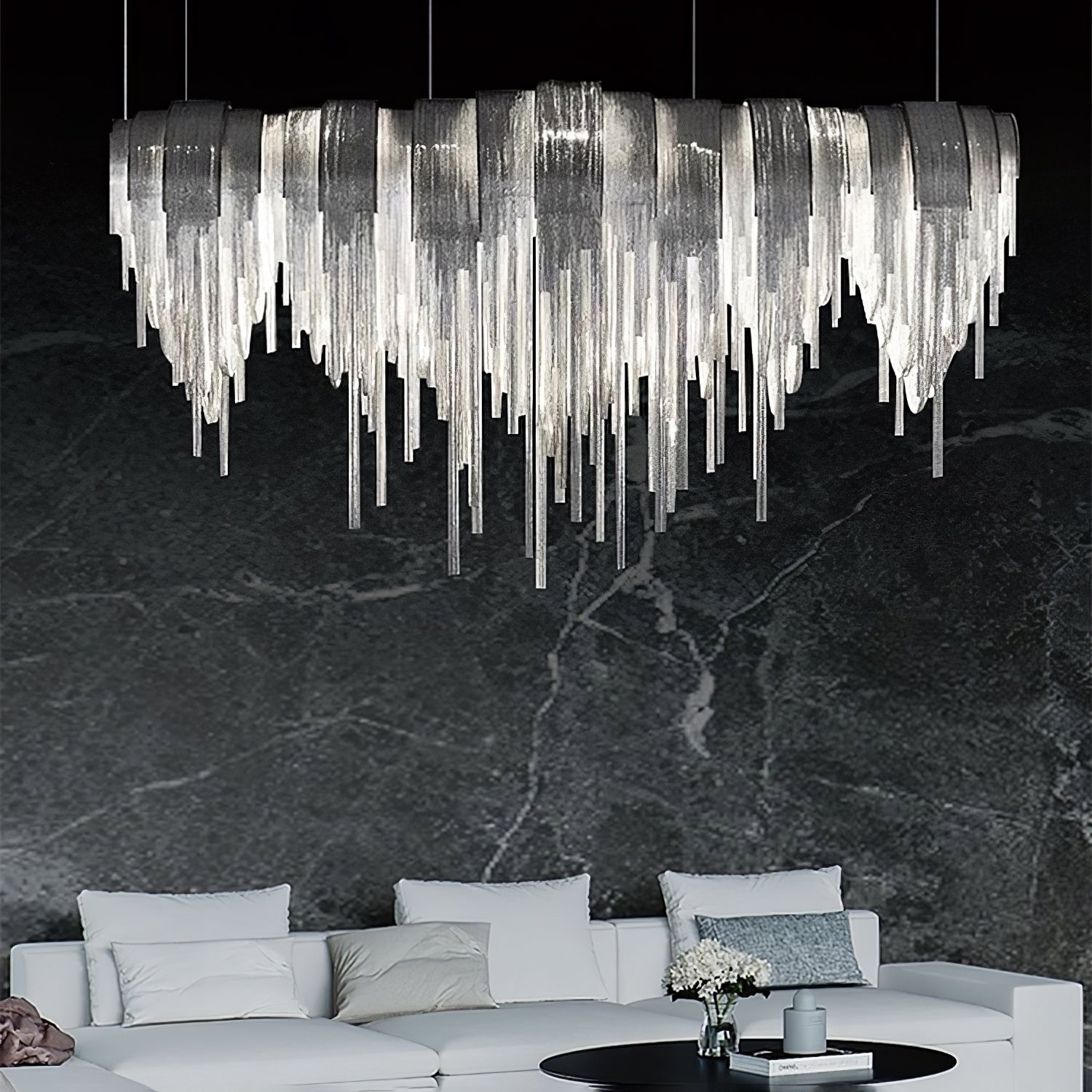 Tarien Chandelier Layered Chain Nickel Luxury-Neutral Decor