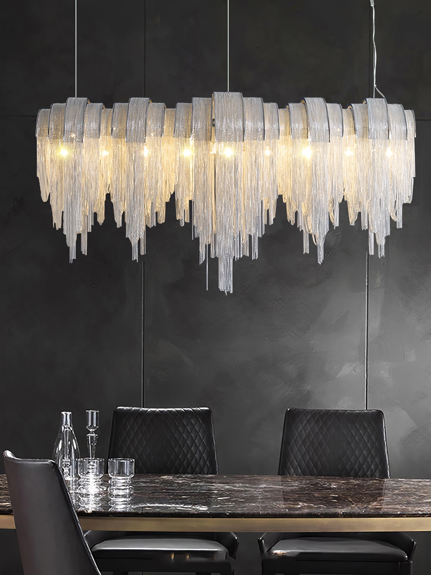Tarien Chandelier Layered Chain Nickel Luxury-Neutral Decor
