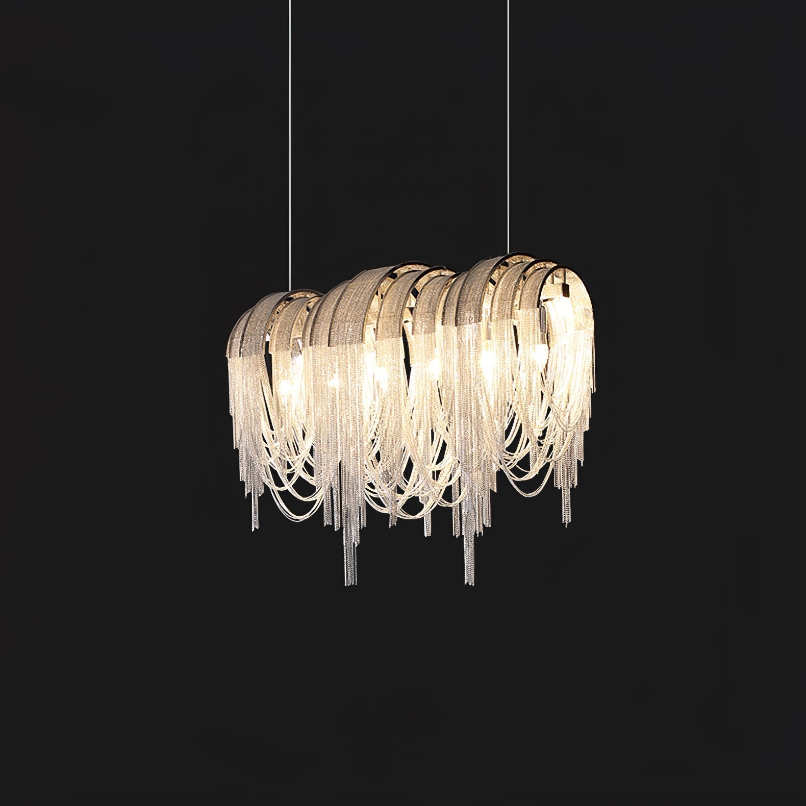 Tarien Chandelier Layered Chain Nickel Luxury-Neutral Decor