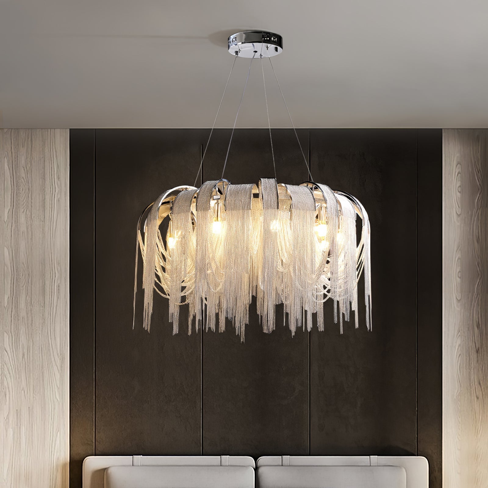 Tarien Chandelier Layered Chain Nickel Luxury-Neutral Decor