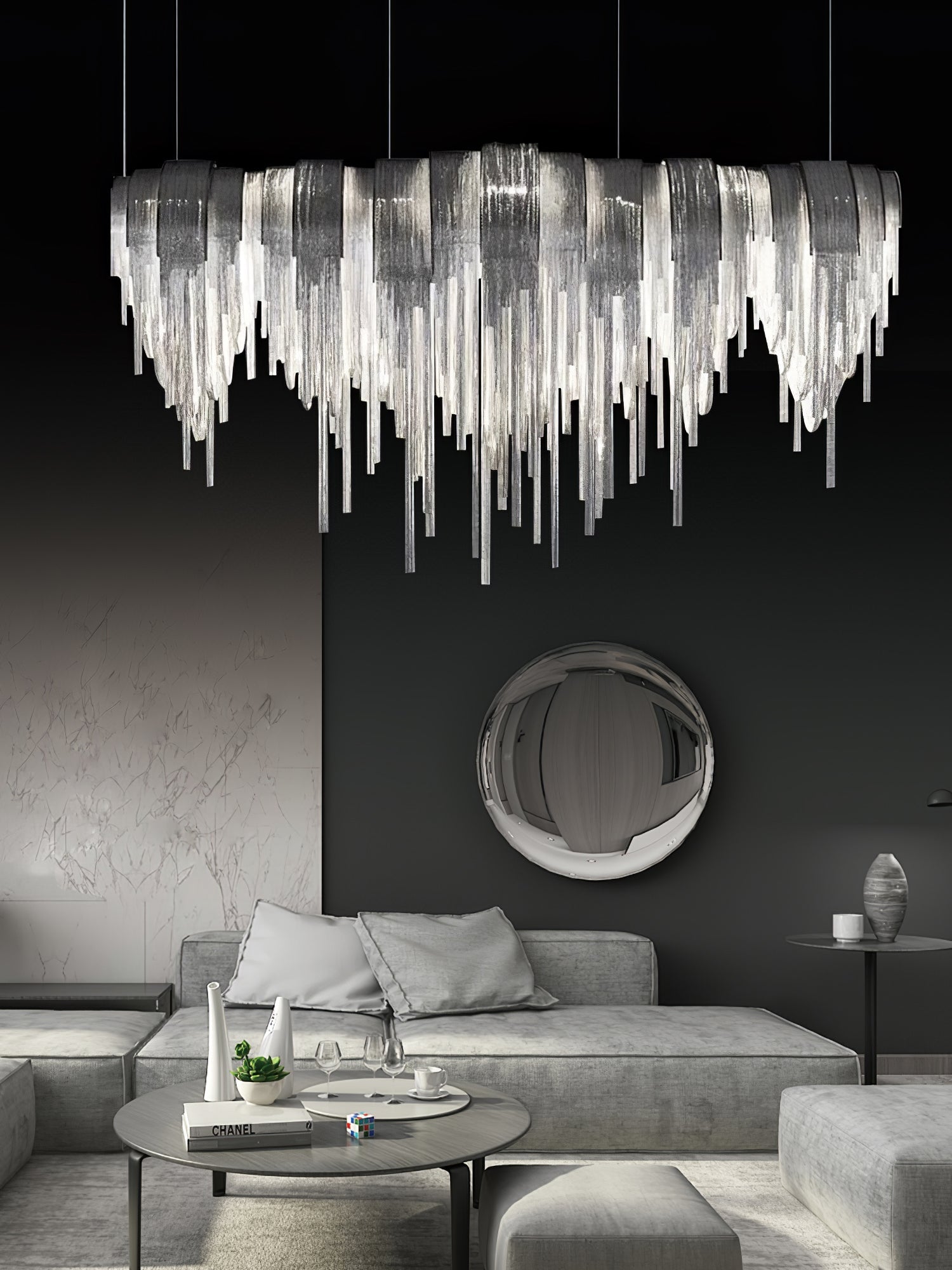 Tarien Chandelier Layered Chain Nickel Luxury-Neutral Decor