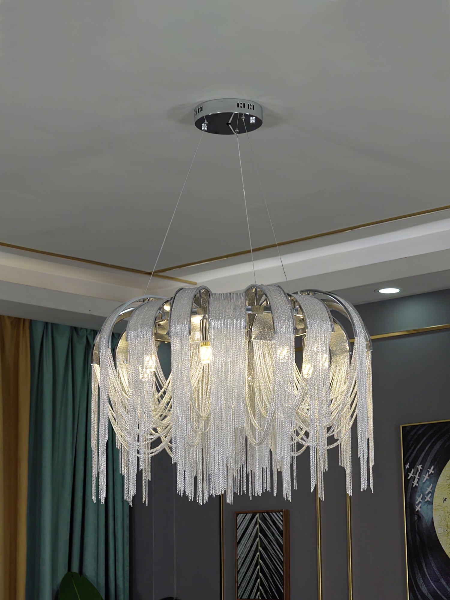 Tarien Chandelier Layered Chain Nickel Luxury-Neutral Decor