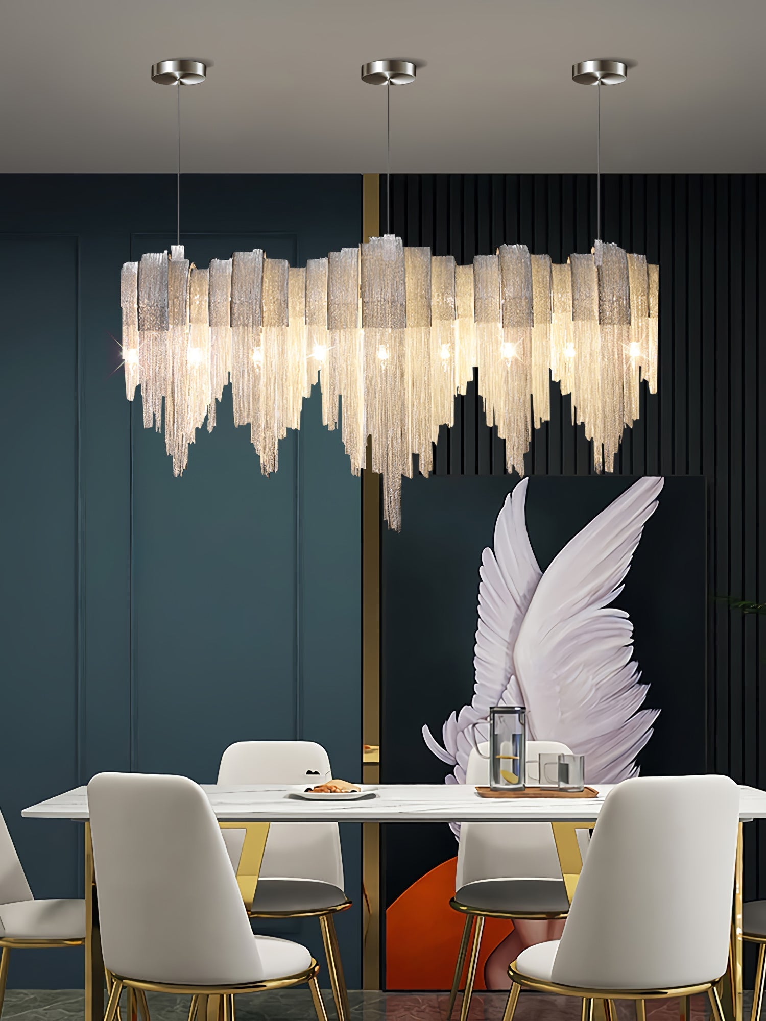 Tarien Chandelier Layered Chain Nickel Luxury-Neutral Decor