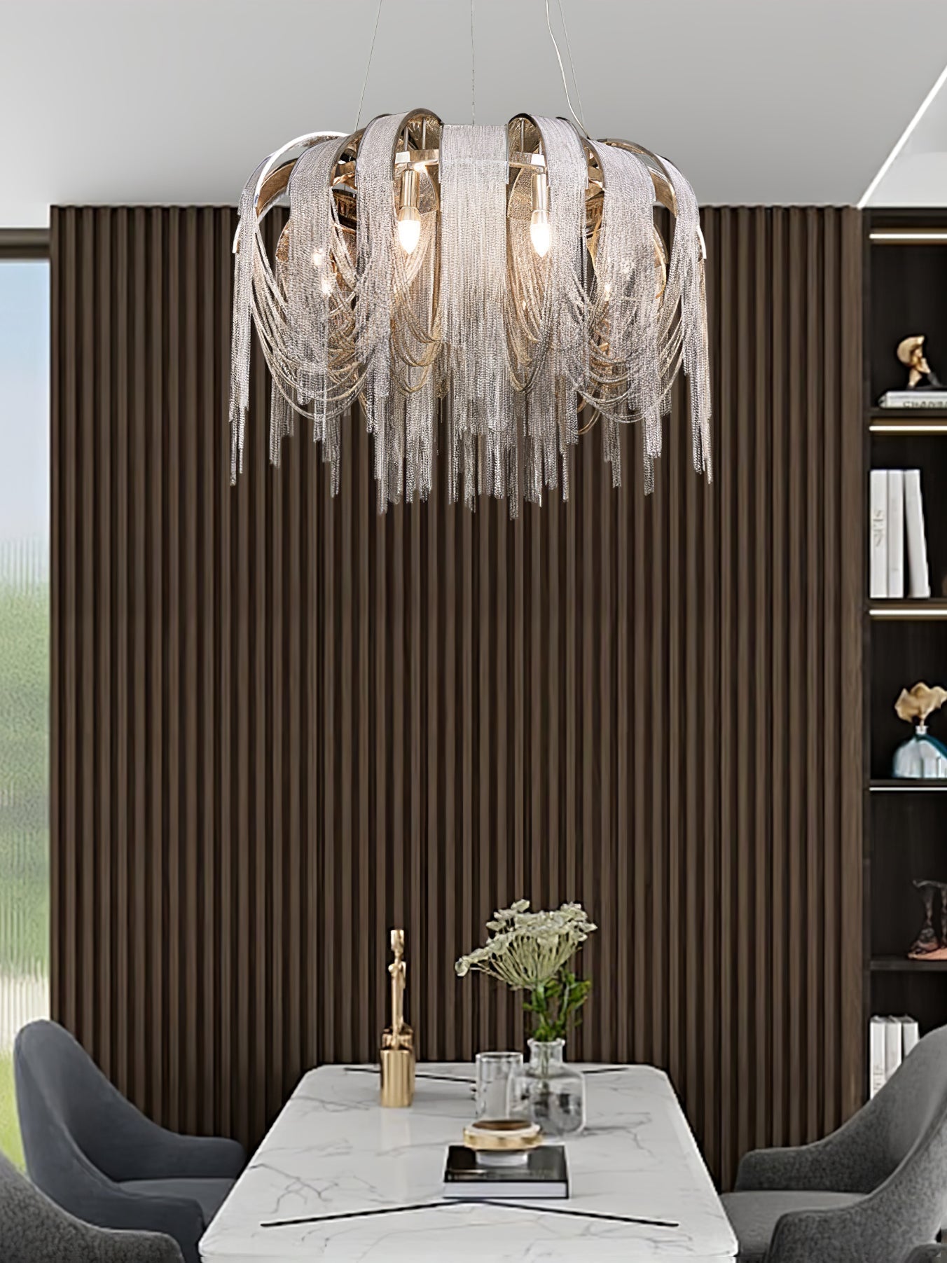 Tarien Chandelier Layered Chain Nickel Luxury-Neutral Decor