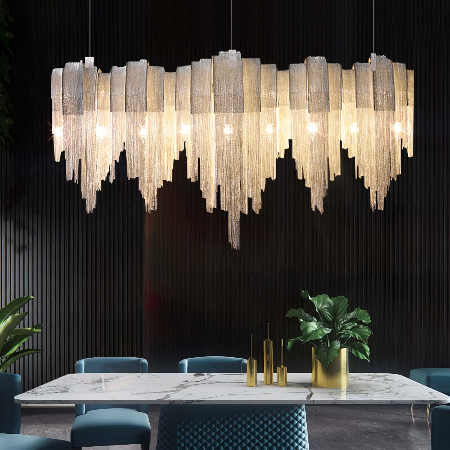 Tarien Chandelier Layered Chain Nickel Luxury-Neutral Decor