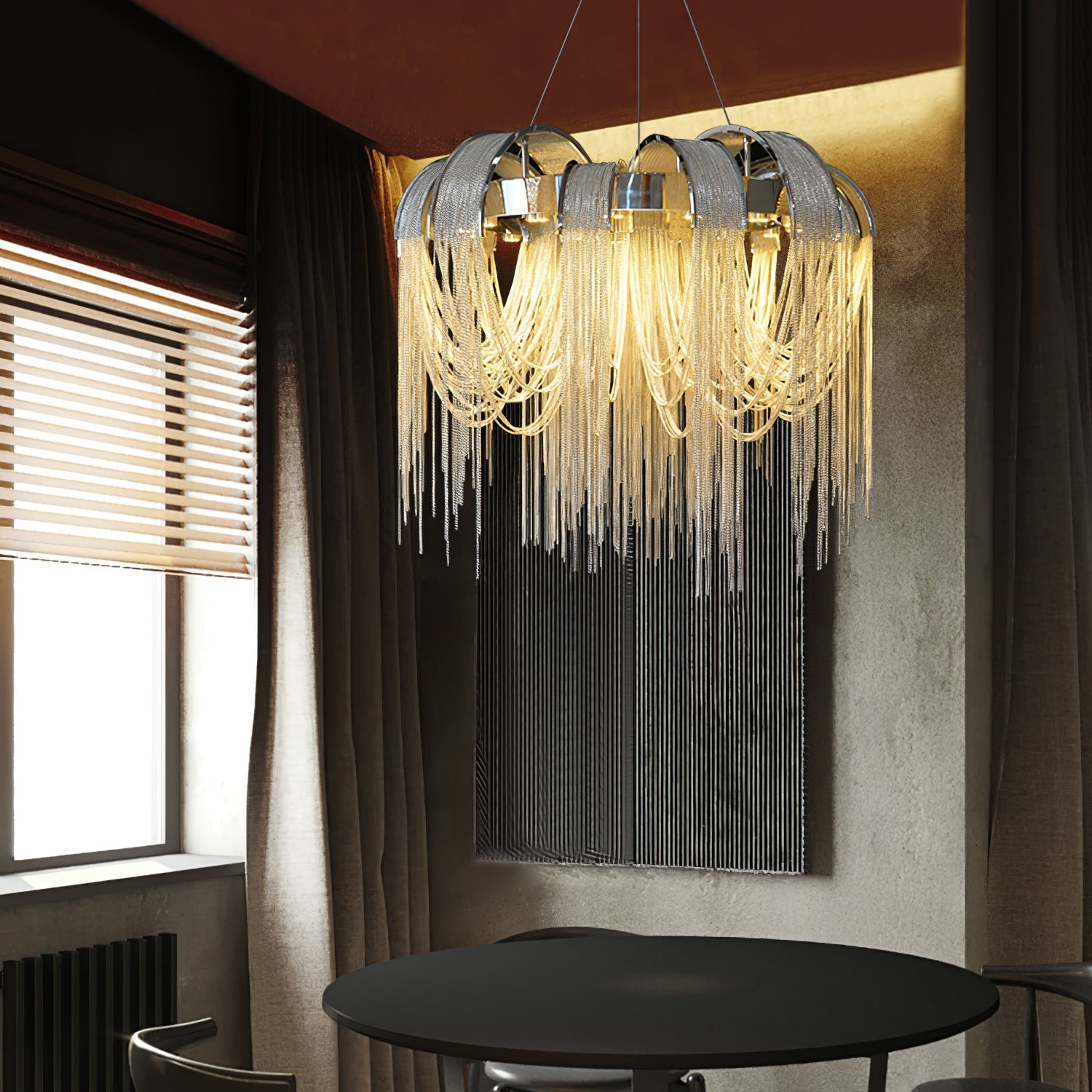 Tarien Chandelier Layered Chain Nickel Luxury-Neutral Decor