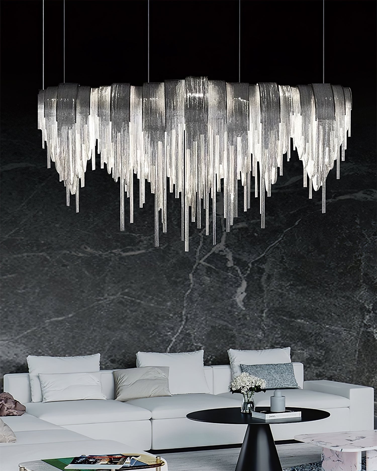 Tarien Chandelier Layered Chain Nickel Luxury-Neutral Decor