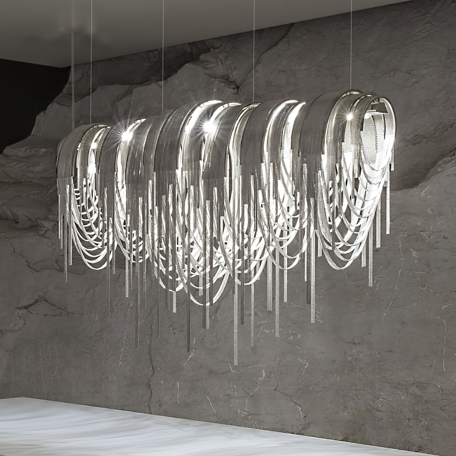 Tarien Chandelier Layered Chain Nickel Luxury-Neutral Decor