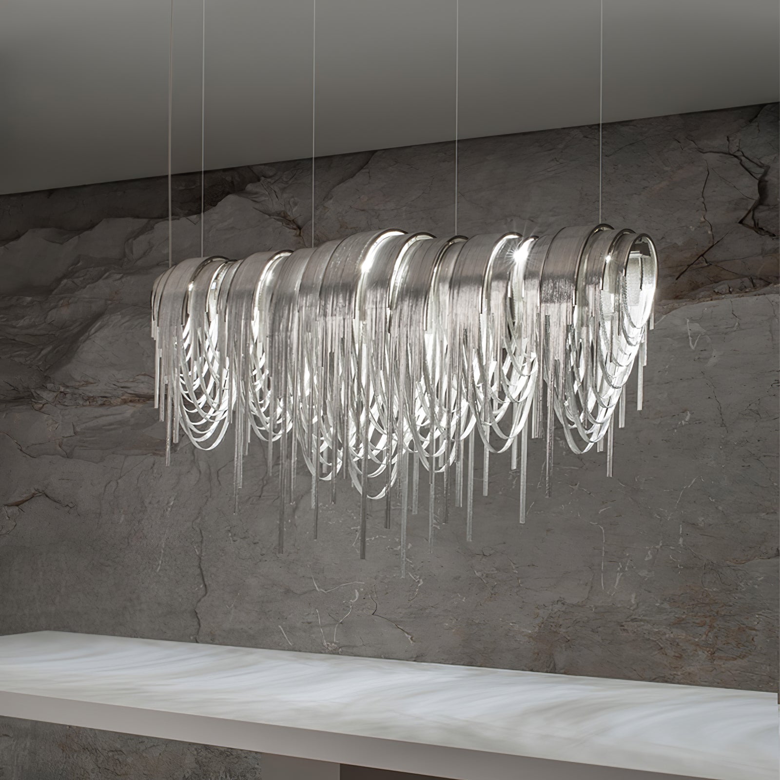 Tarien Chandelier Layered Chain Nickel Luxury-Neutral Decor
