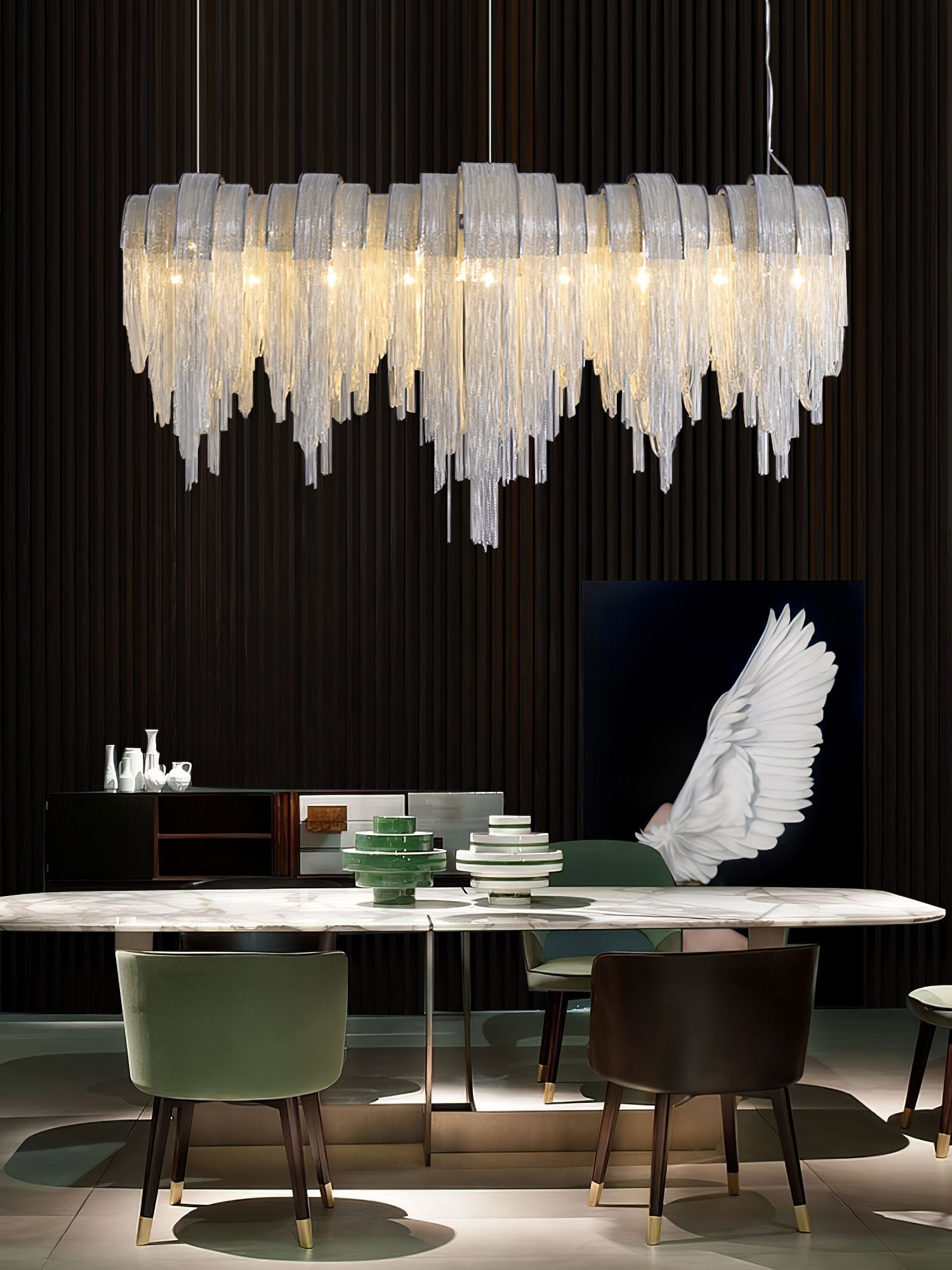 Tarien Chandelier Layered Chain Nickel Luxury-Neutral Decor