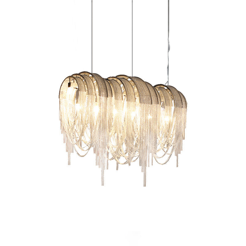 Tarien Chandelier Layered Chain Nickel Luxury-Neutral Decor