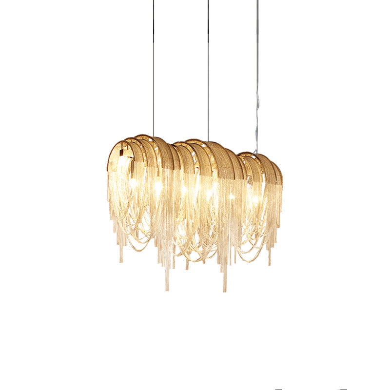 Tarien Chandelier Layered Chain Nickel Luxury-Neutral Decor
