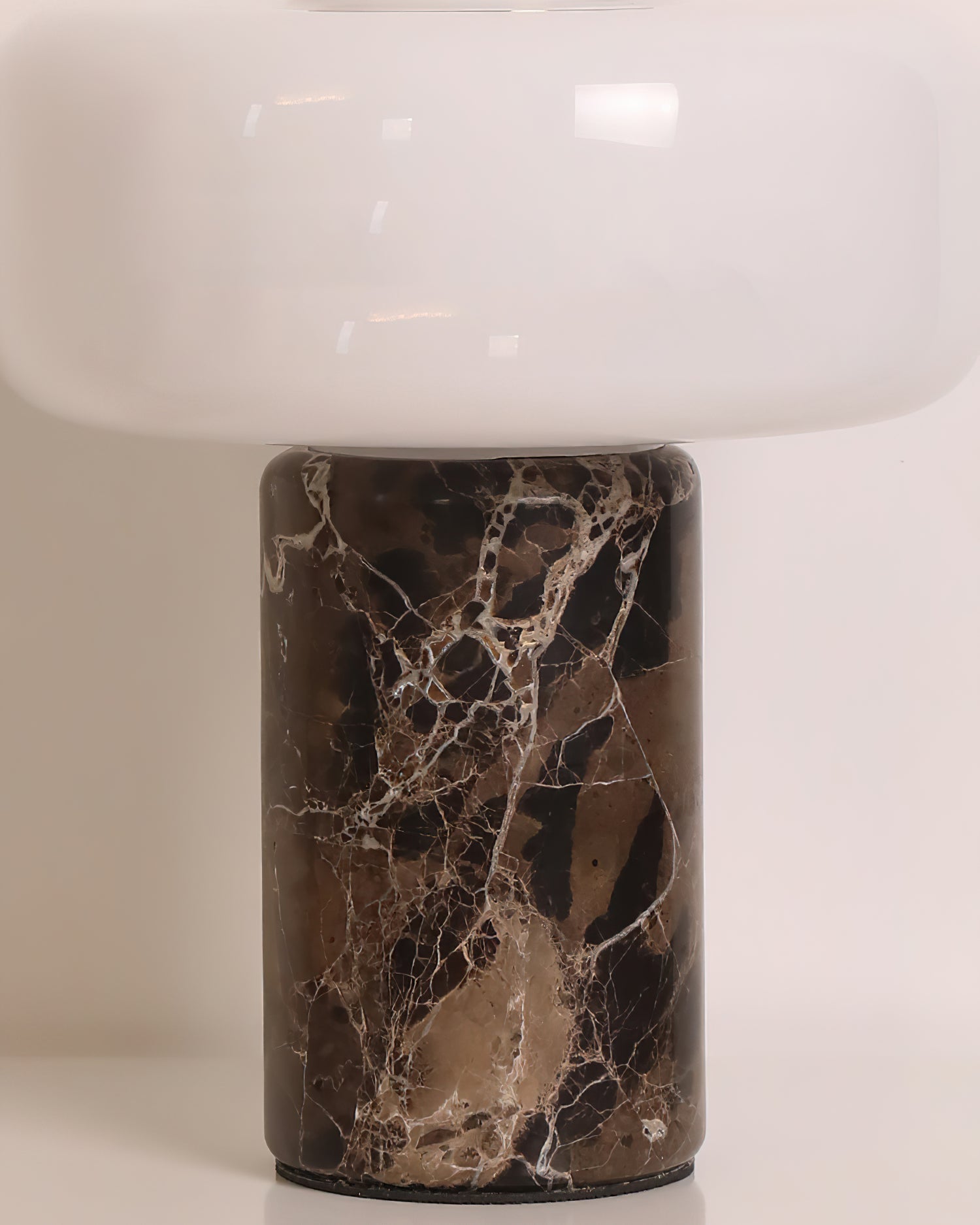 Top-down view of the Lennox lamp, emphasizing the mushroom shade's shape.