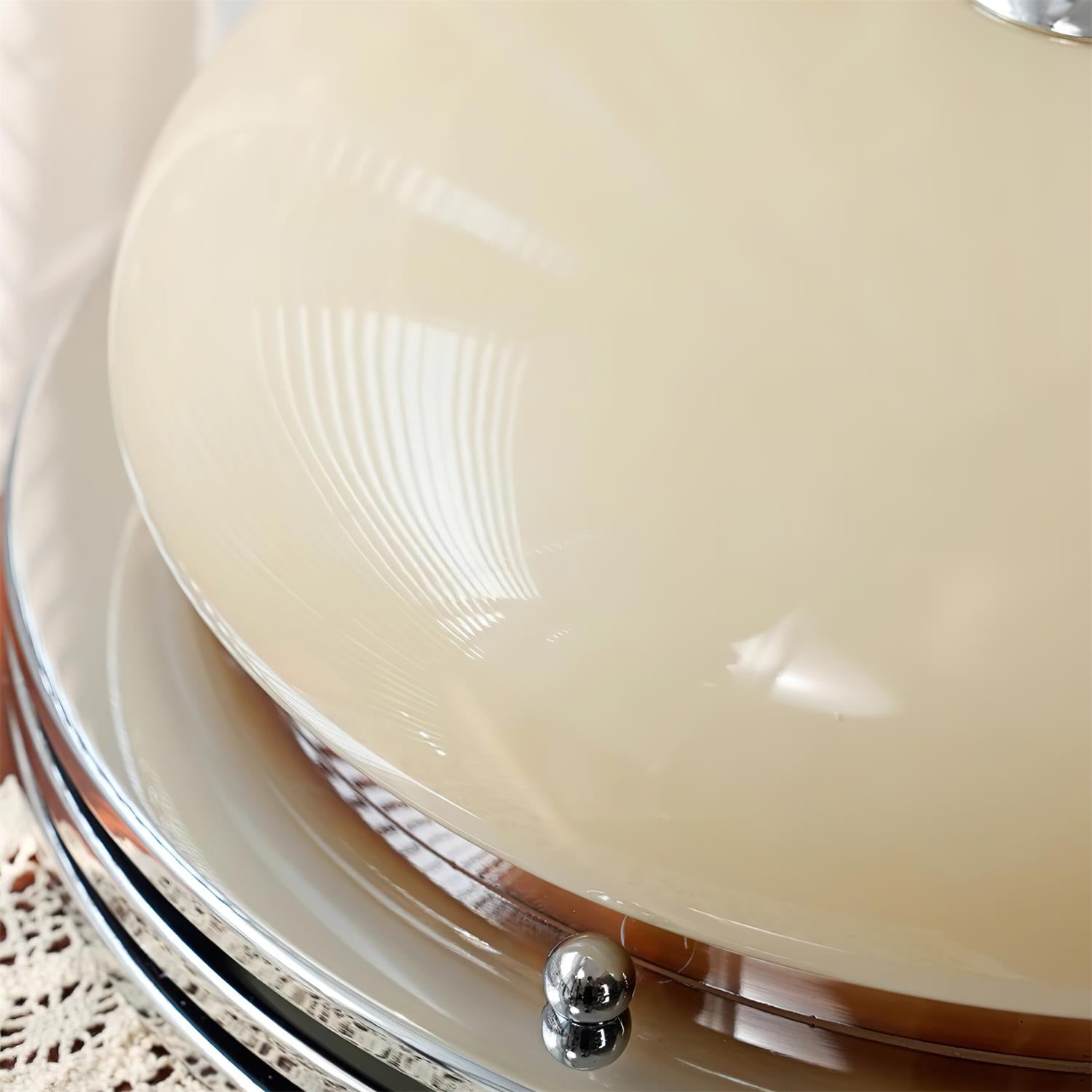 Ceiling Light Metal Canopy and Glass Shade Classic Round Modern