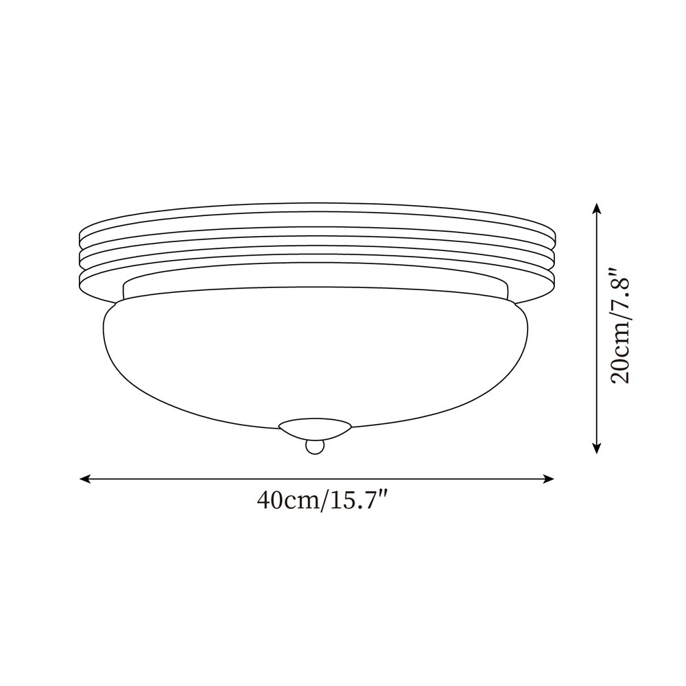 Ceiling Light Metal Canopy and Glass Shade Classic Round Modern