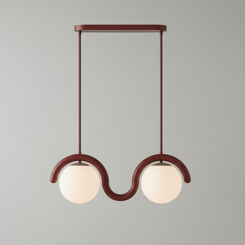 Uveta Linear Chandelier Red&Silver-Neutral Decor