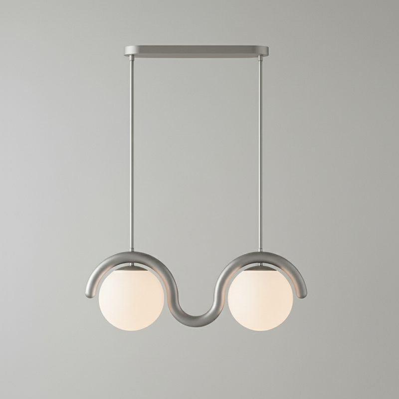 Uveta Linear Chandelier Red&Silver-Neutral Decor