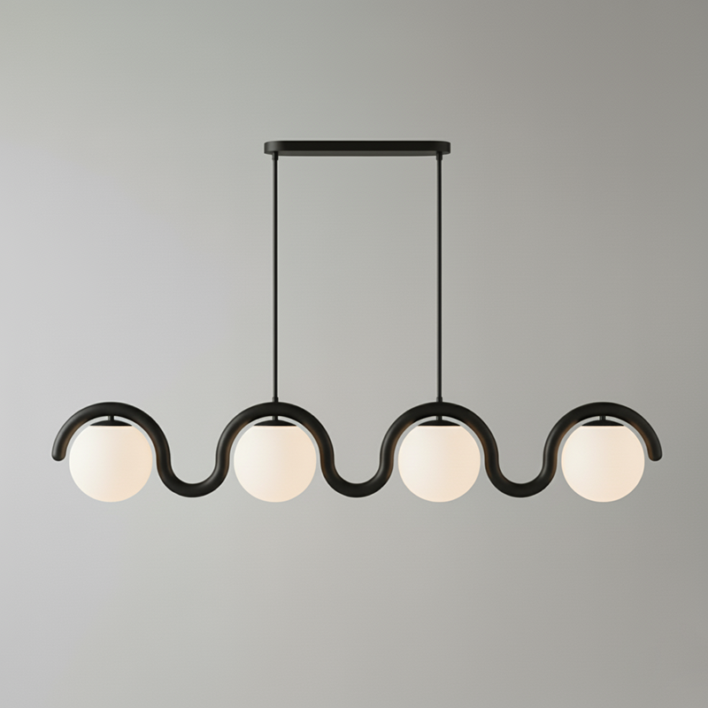 Uveta Linear Chandelier Red&Silver-Neutral Decor