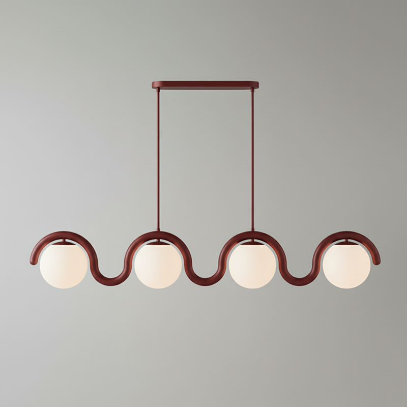 Uveta Linear Chandelier Red&Silver-Neutral Decor