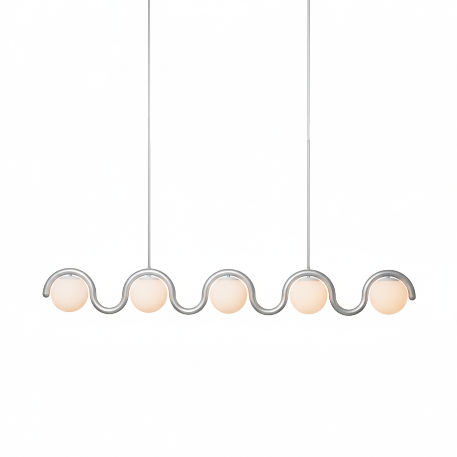 Uveta Linear Chandelier Red&Silver-Neutral Decor