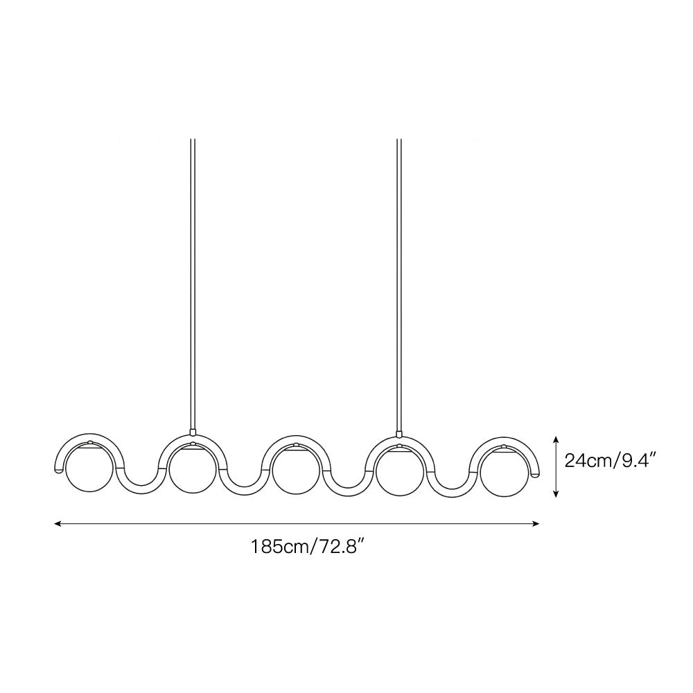 Dimensional specifications for the 1-head version of the Lenox lamp.