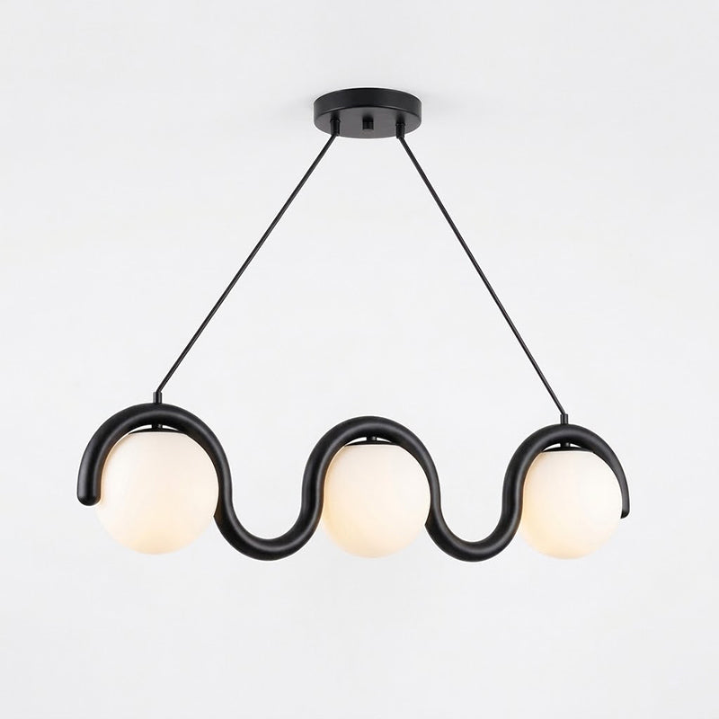 Full view of the linear arrangement of globes on the Lenox lamp.