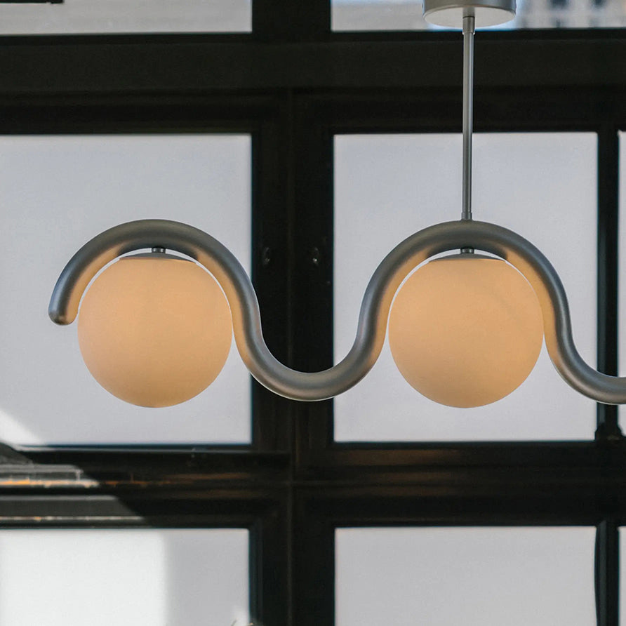 Uveta Linear Chandelier Red&Silver-Neutral Decor