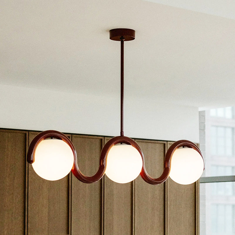 Uveta Linear Chandelier Red&Silver-Neutral Decor