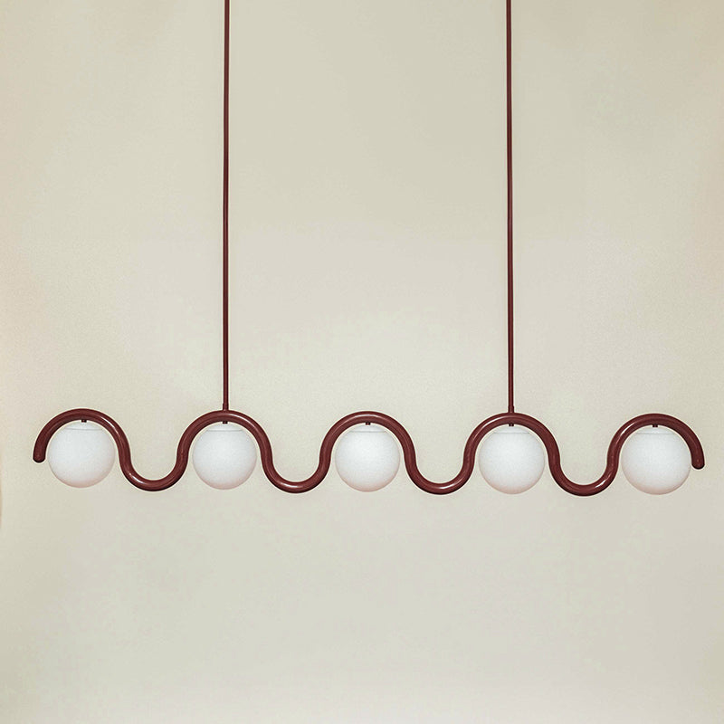 Uveta Linear Chandelier Red&Silver-Neutral Decor