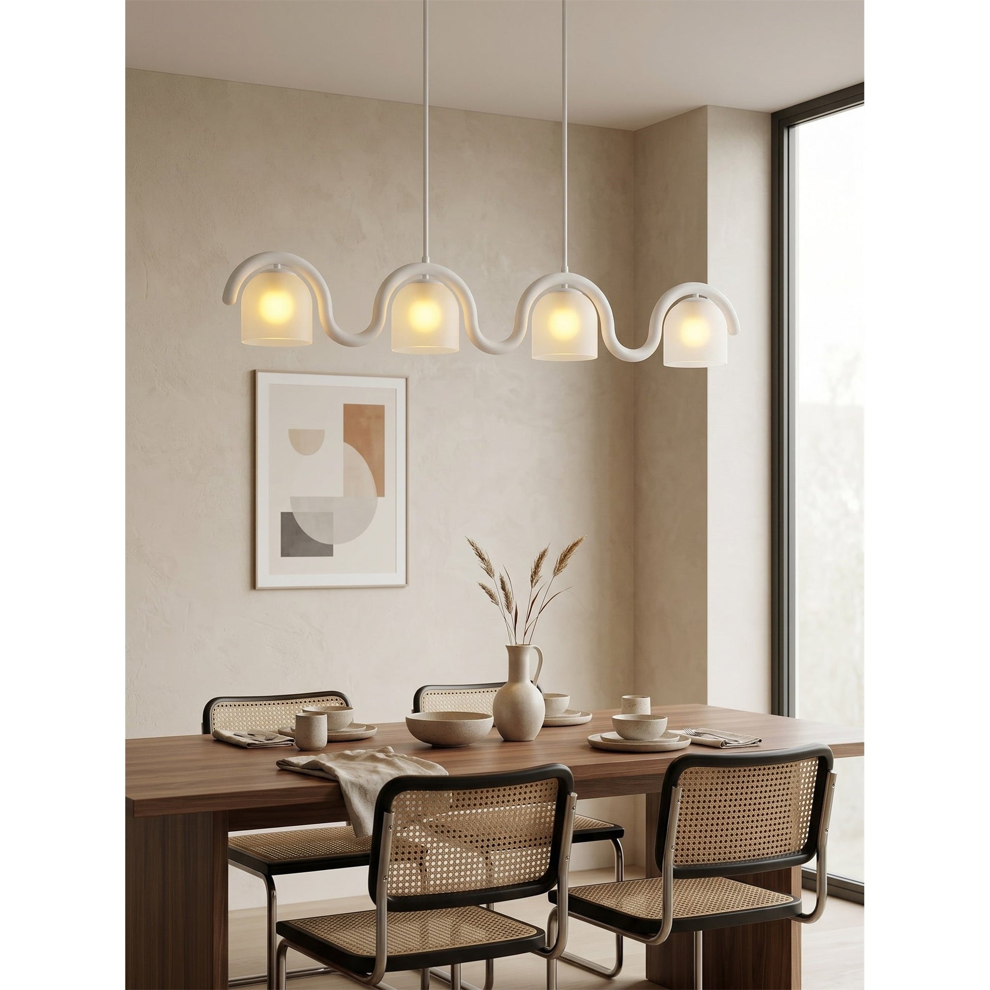 The Lenox linear chandelier shown in the matte black finish.