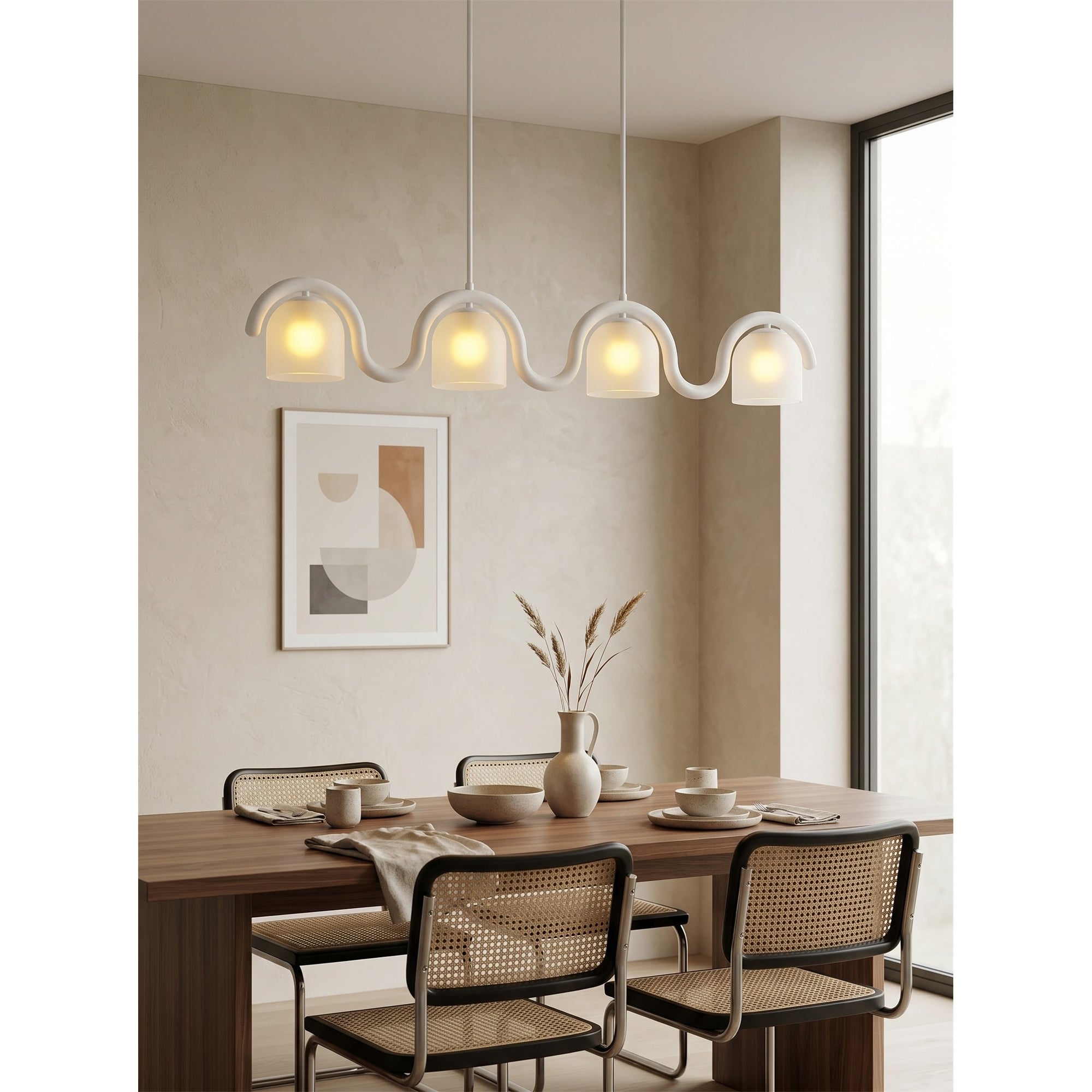 The Lenox linear chandelier shown in the matte black finish.
