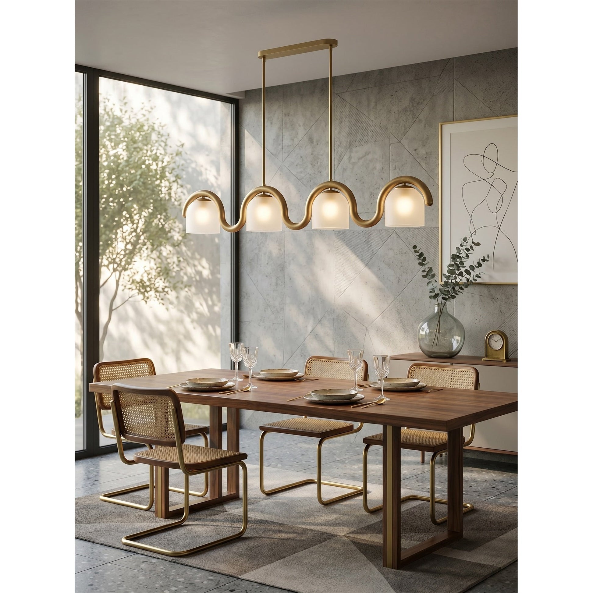 The Lenox linear chandelier shown in the clean white finish.
