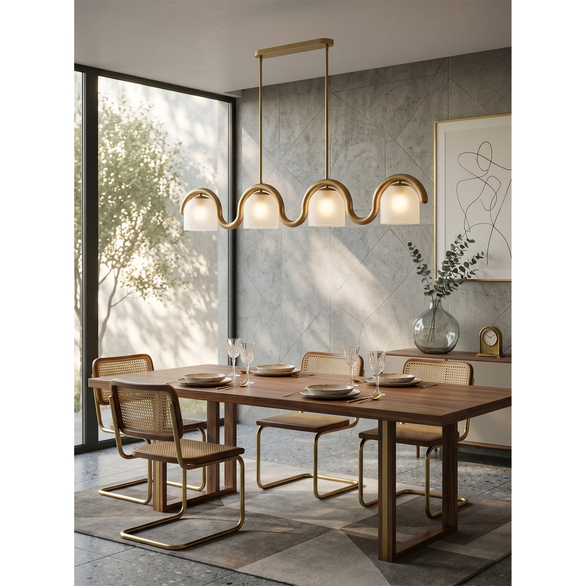The Lenox linear chandelier shown in the clean white finish.